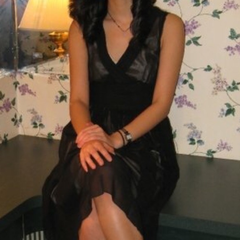 Banana Republic sheer black silk dress